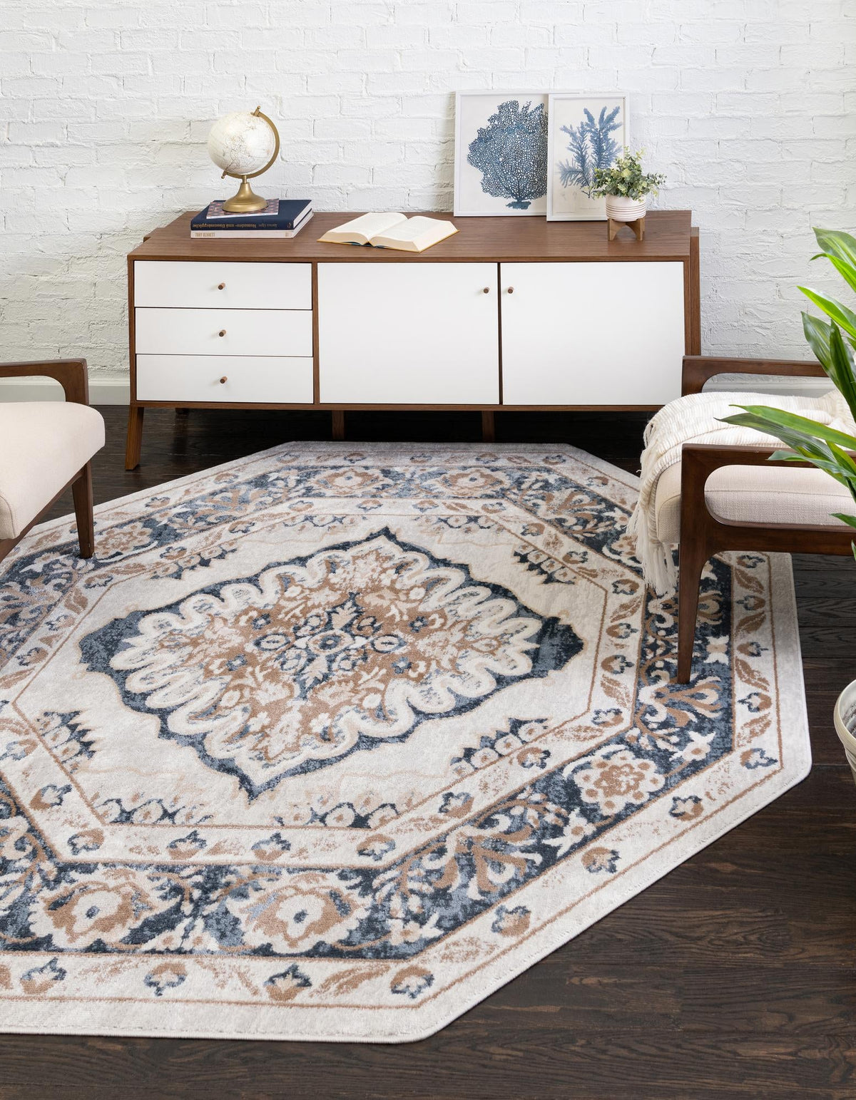 Cambridge Classics Collection Area Rug -  Fitzwilliam (Cream) Octagon Cream  lifestyle 21