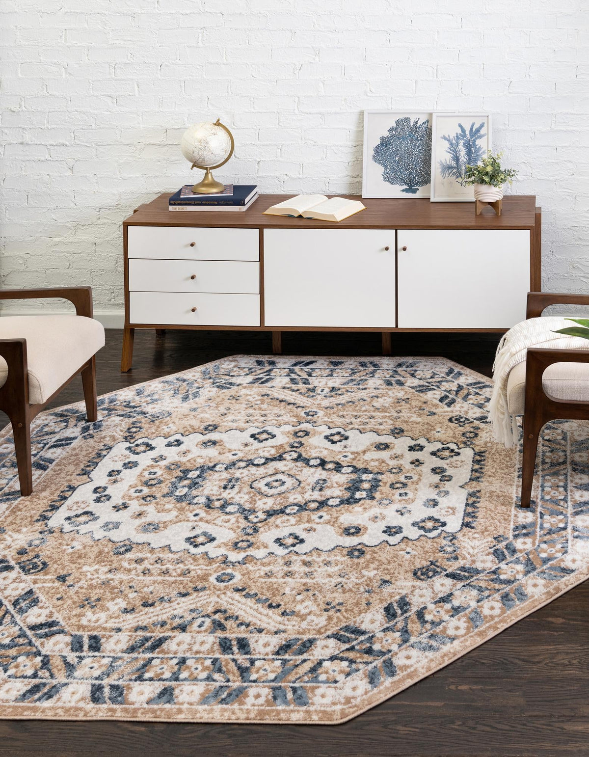 Cambridge Classics Collection Area Rug -  Magdalene (Beige) Octagon Beige  lifestyle 17