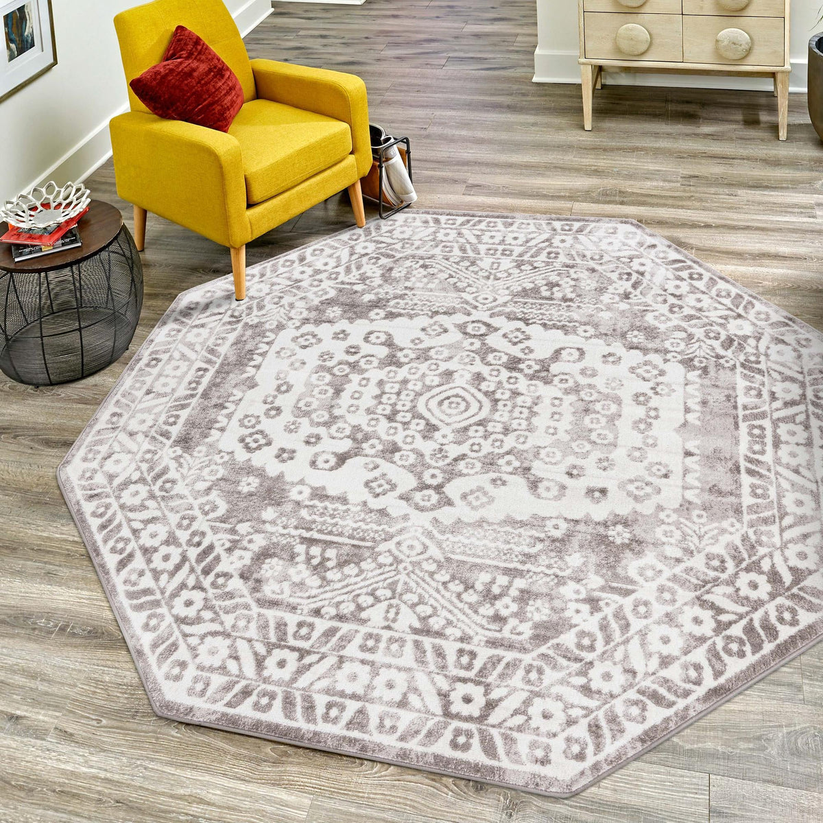 Cambridge Classics Collection Area Rug -  Magdalene (Gray) Octagon Gray  lifestyle 30
