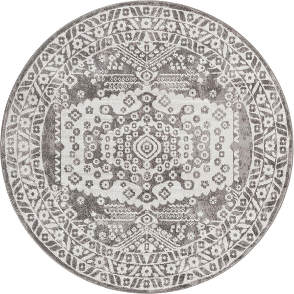 Cambridge Classics Collection Area Rug -  Magdalene (Gray) Round Gray  lifestyle 10