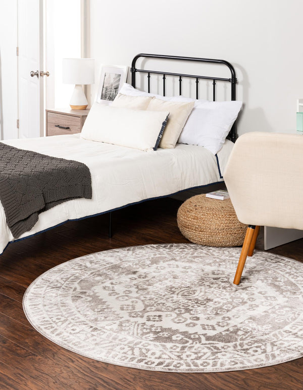 Cambridge Classics Collection Area Rug -  Magdalene (Gray) Round Gray  lifestyle 19