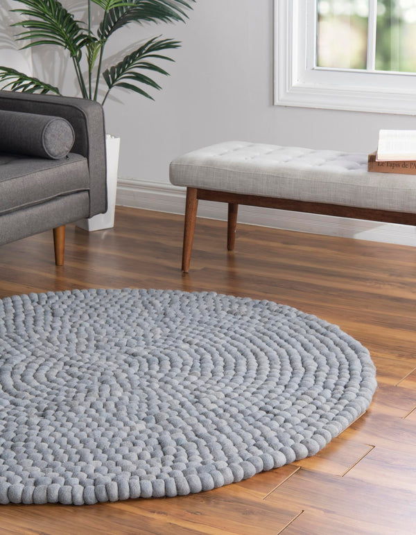 Wool Sphere Alley Collection Area Rug - Sphereville (Gray) Round Gray  lifestyle 20
