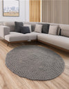 Wool Sphere Alley Collection Area Rug - Sphereville (Gray) Round Gray  lifestyle 24