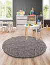 Wool Sphere Alley Collection Area Rug - Sphereville (Gray) Round Gray  lifestyle 32