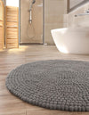 Wool Sphere Alley Collection Area Rug - Sphereville (Gray) Round Gray  lifestyle 36
