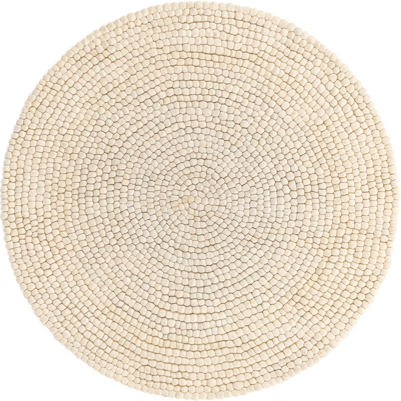 Wool Sphere Alley Collection Area Rug - Sphereville (Ivory) Round Ivory  lifestyle 14