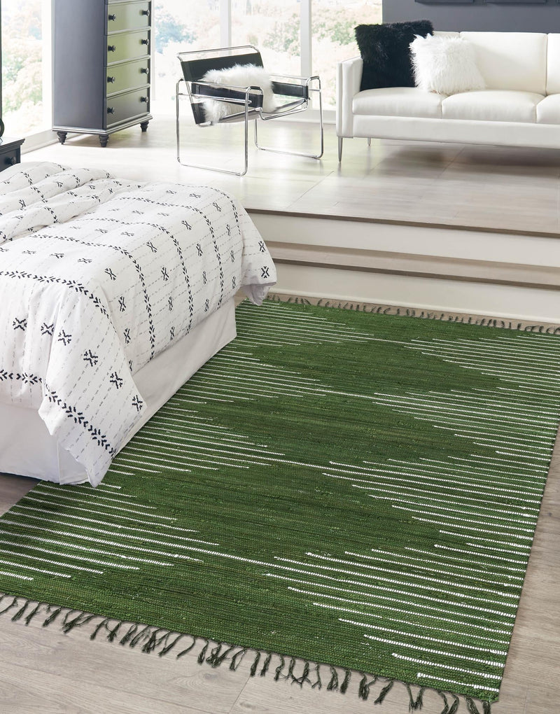 Thar Cotton Collection Area Rug - Jaisalmer (Green) Rectangle Green  lifestyle 2
