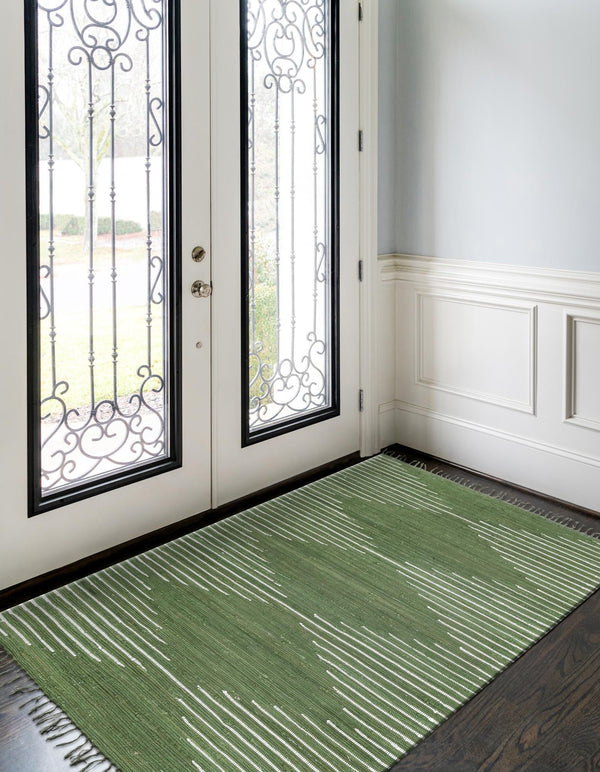 Thar Cotton Collection Area Rug - Jaisalmer (Green) Rectangle Green  lifestyle 5