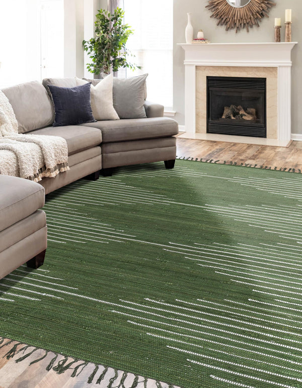 Thar Cotton Collection Area Rug - Jaisalmer (Green) Rectangle Green  lifestyle 6