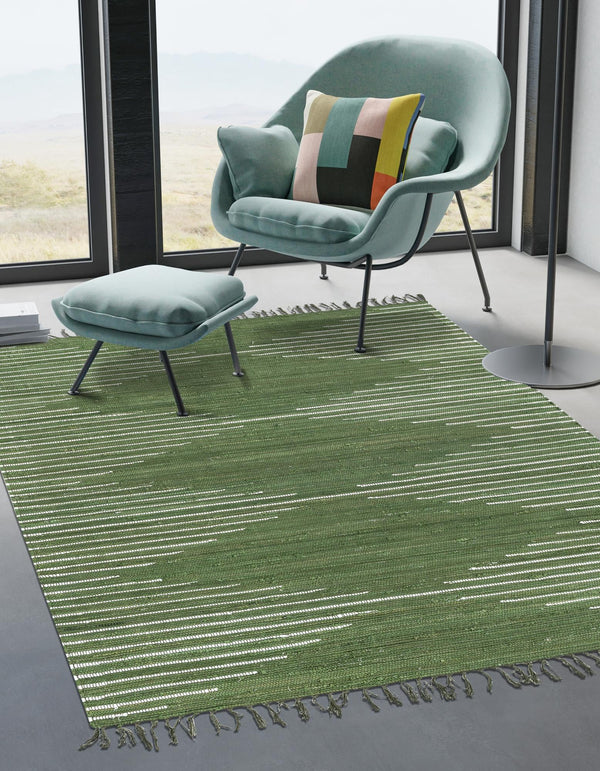 Thar Cotton Collection Area Rug - Jaisalmer (Green) Rectangle Green  lifestyle 7