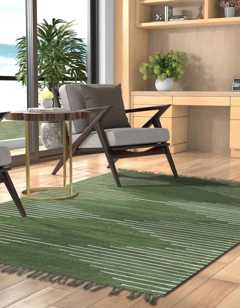 Thar Cotton Collection Area Rug - Jaisalmer (Green) Rectangle Green  lifestyle 9