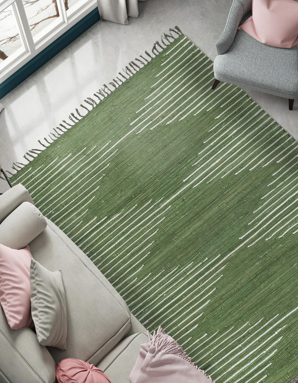 Thar Cotton Collection Area Rug - Jaisalmer (Green) Rectangle Green  lifestyle 11