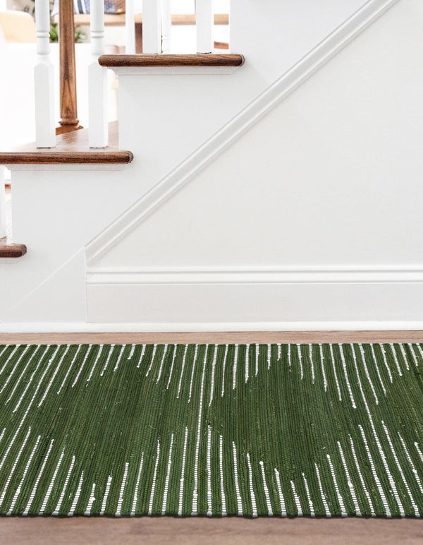 Thar Cotton Collection Area Rug - Jaisalmer (Green) Runner Green  lifestyle 28