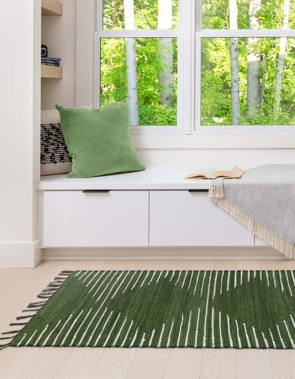 Thar Cotton Collection Area Rug - Jaisalmer (Green) Runner Green  lifestyle 45