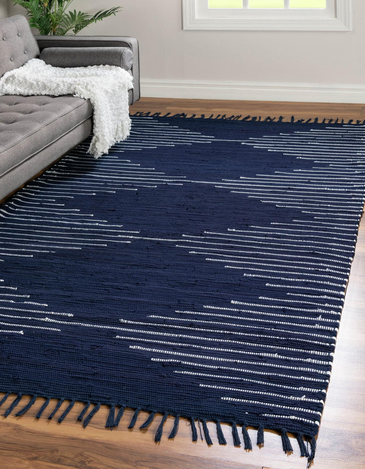 Thar Cotton Collection Area Rug - Jaisalmer Rectangle Navy Blue  lifestyle 6