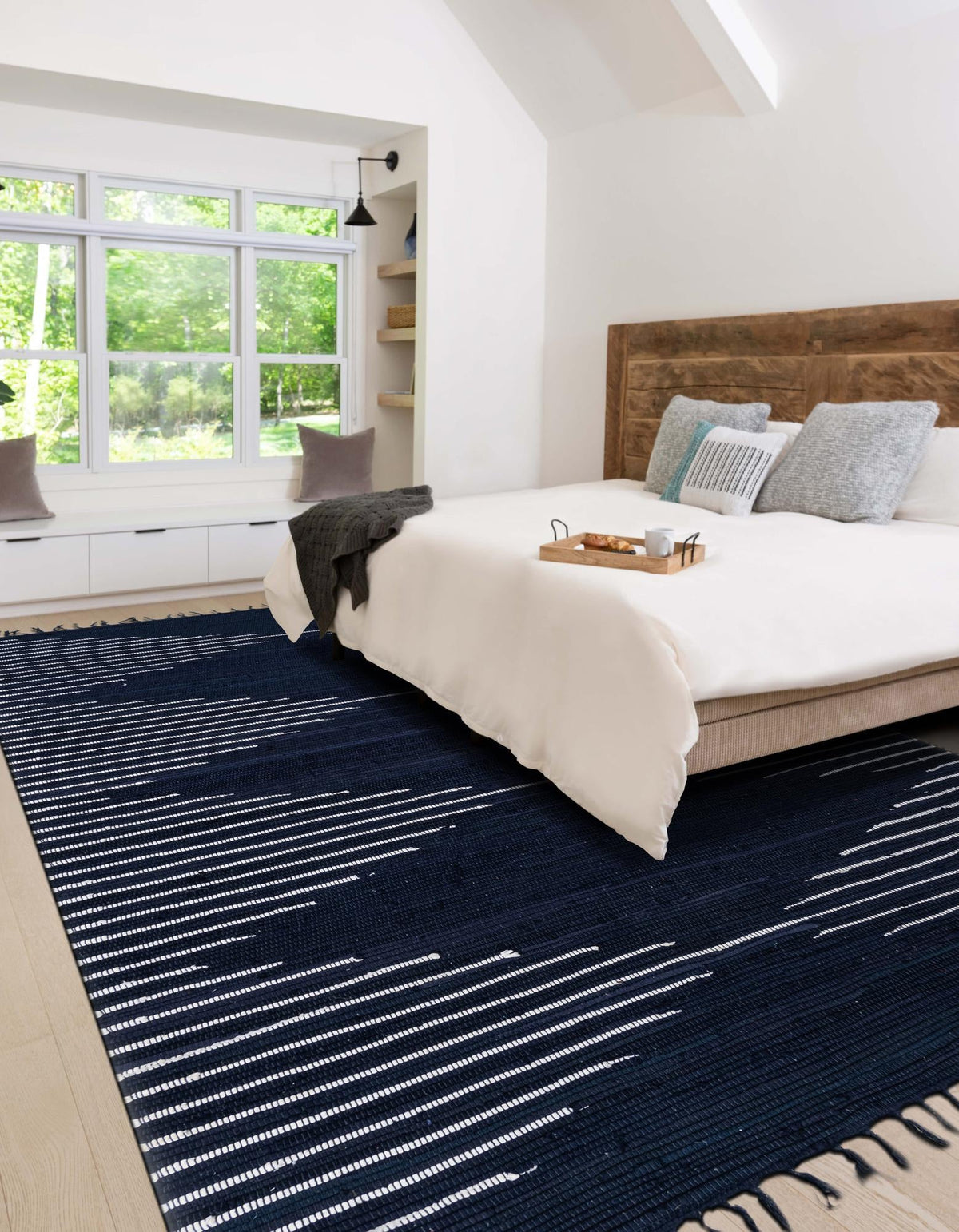 Thar Cotton Collection Area Rug - Jaisalmer Rectangle Navy Blue  lifestyle 24