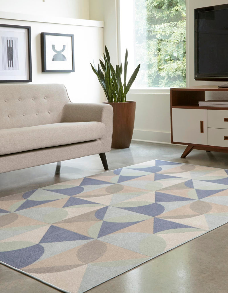 Lagoon Oasis Collection Area Rug - Coral Rectangle Blue  lifestyle 6