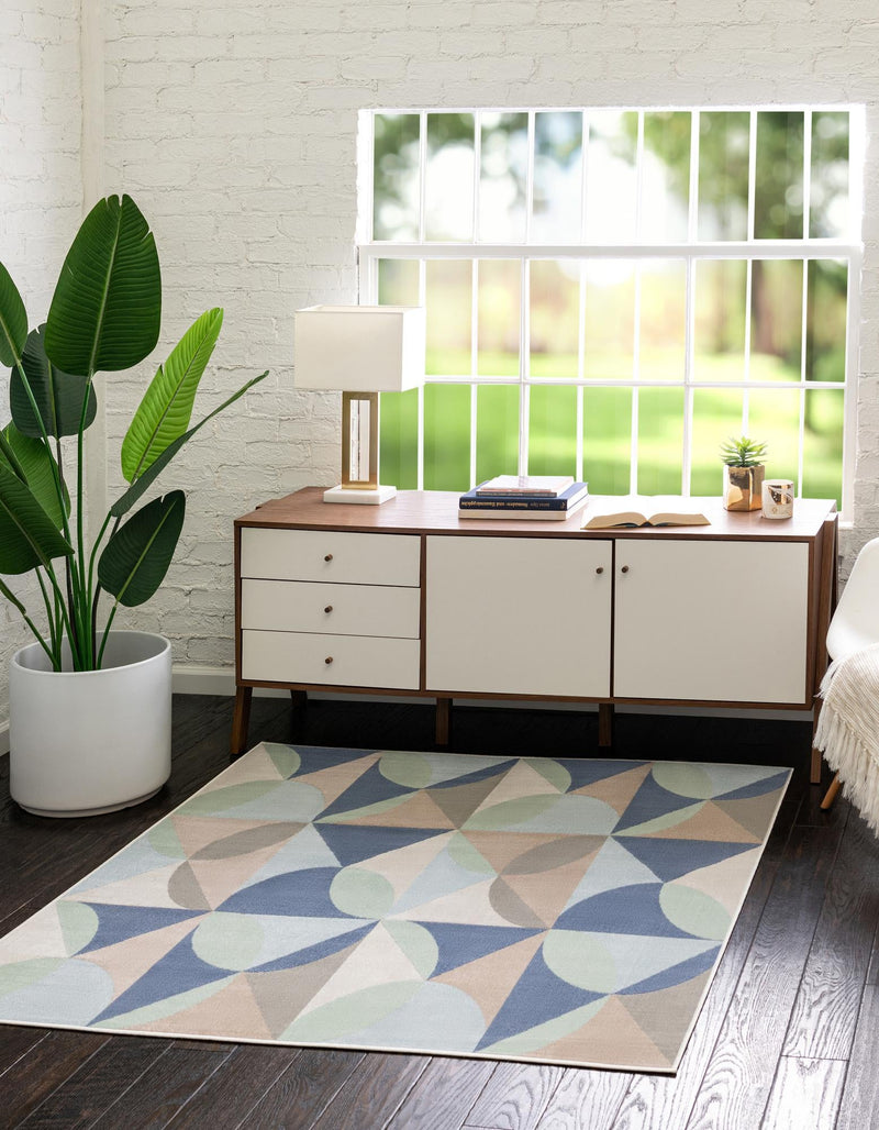 Lagoon Oasis Collection Area Rug - Coral Square Blue  lifestyle 24