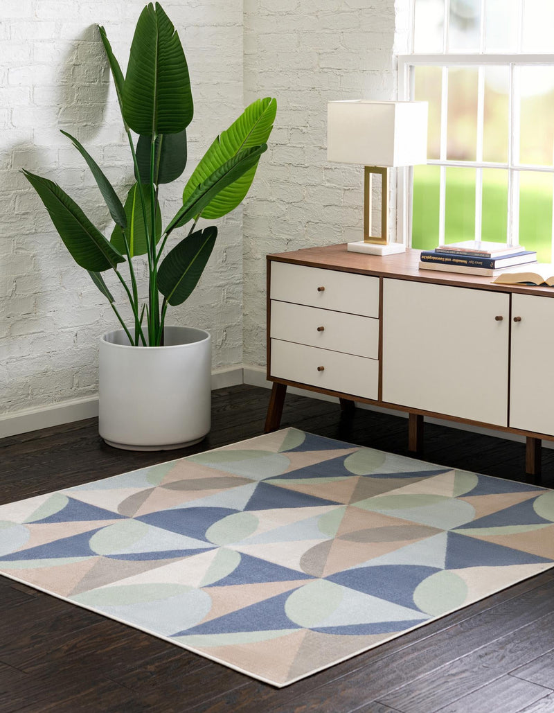 Lagoon Oasis Collection Area Rug - Coral Square Blue  lifestyle 29