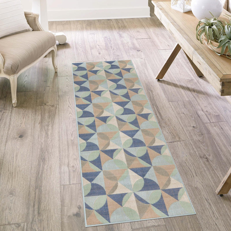 Lagoon Oasis Collection Area Rug - Coral Runner Blue  lifestyle 58