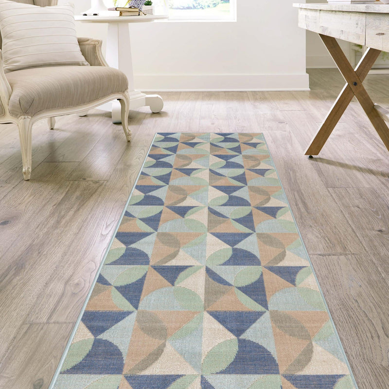 Lagoon Oasis Collection Area Rug - Coral Runner Blue  lifestyle 63