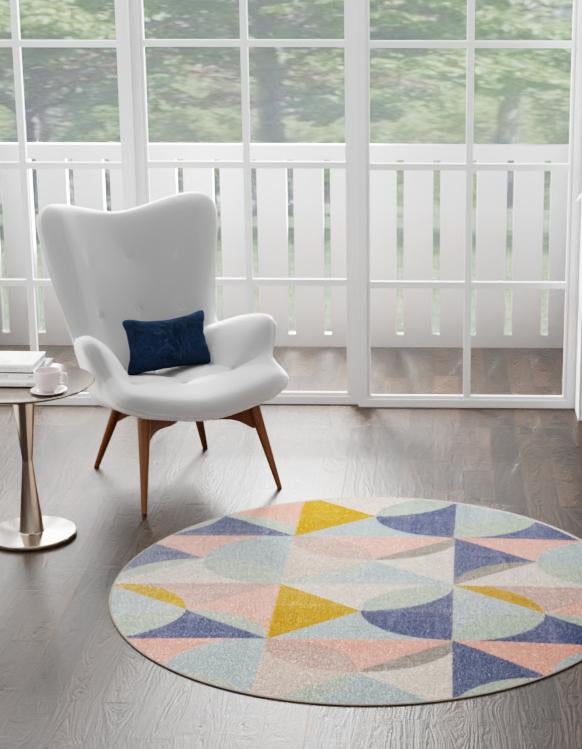 Lagoon Oasis Collection Area Rug - Coral Round Multi  lifestyle 26
