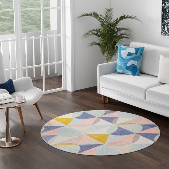 Lagoon Oasis Collection Area Rug - Coral Round Multi  lifestyle 81
