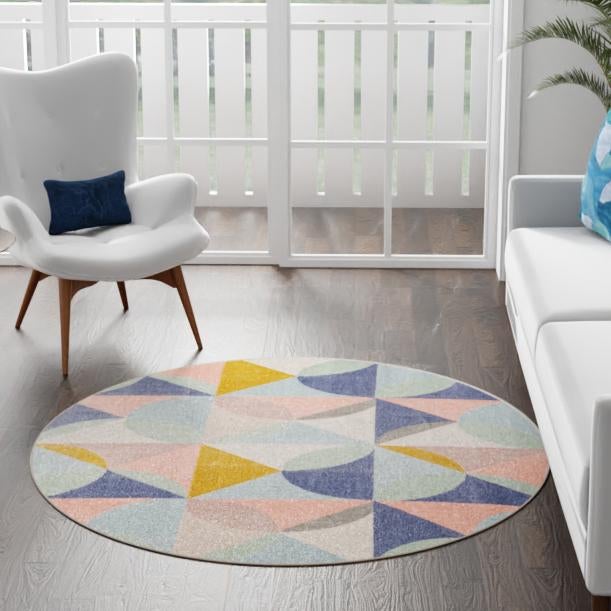 Lagoon Oasis Collection Area Rug - Coral Round Multi  lifestyle 85