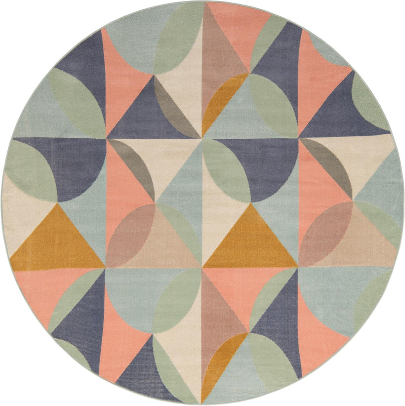 Lagoon Oasis Collection Area Rug - Coral Round Multi  lifestyle 16