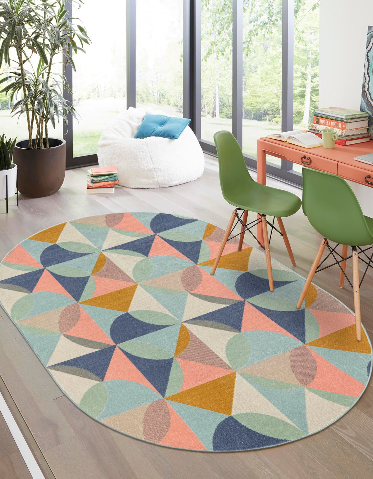 Lagoon Oasis Collection Area Rug - Coral Oval Multi  lifestyle 20