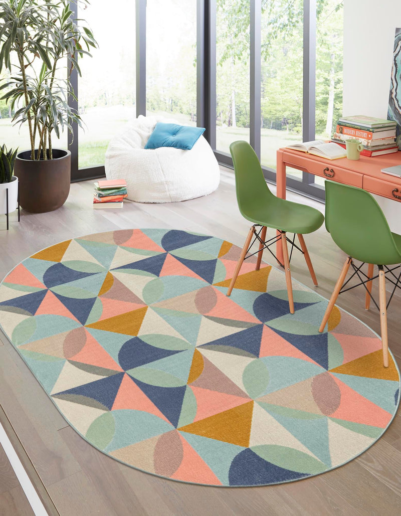 Lagoon Oasis Collection Area Rug - Coral Oval Multi  lifestyle 20