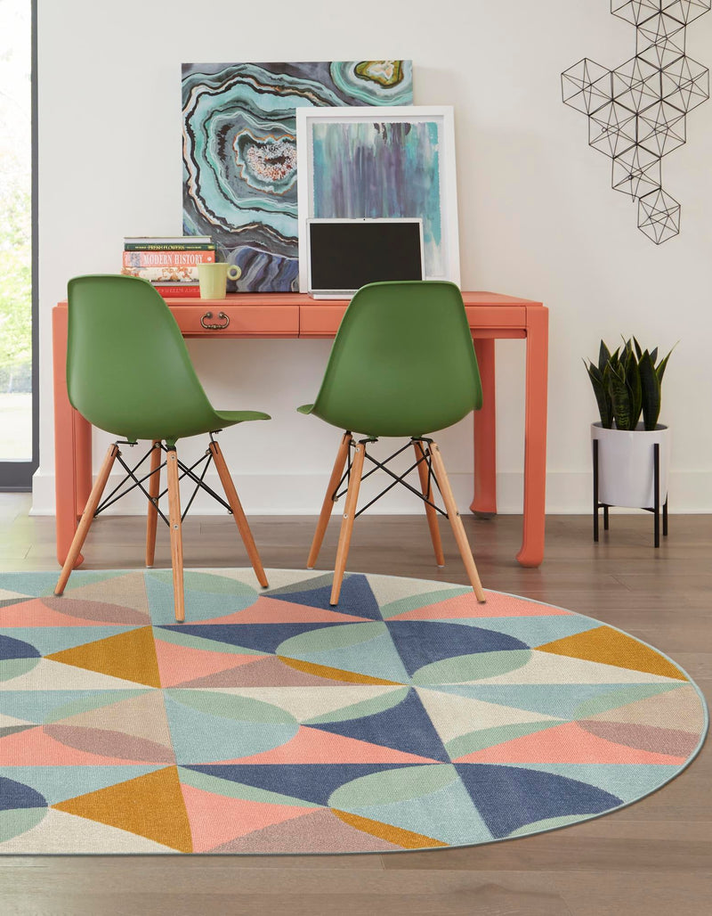 Lagoon Oasis Collection Area Rug - Coral Oval Multi  lifestyle 25
