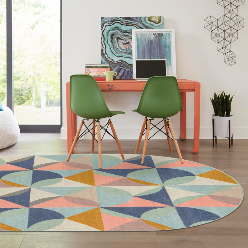 Lagoon Oasis Collection Area Rug - Coral Oval Multi  lifestyle 84