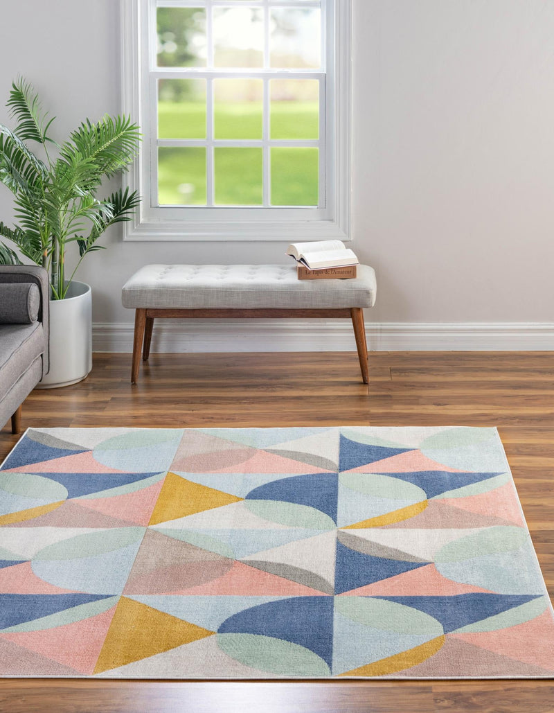 Lagoon Oasis Collection Area Rug - Coral Square Multi  lifestyle 22