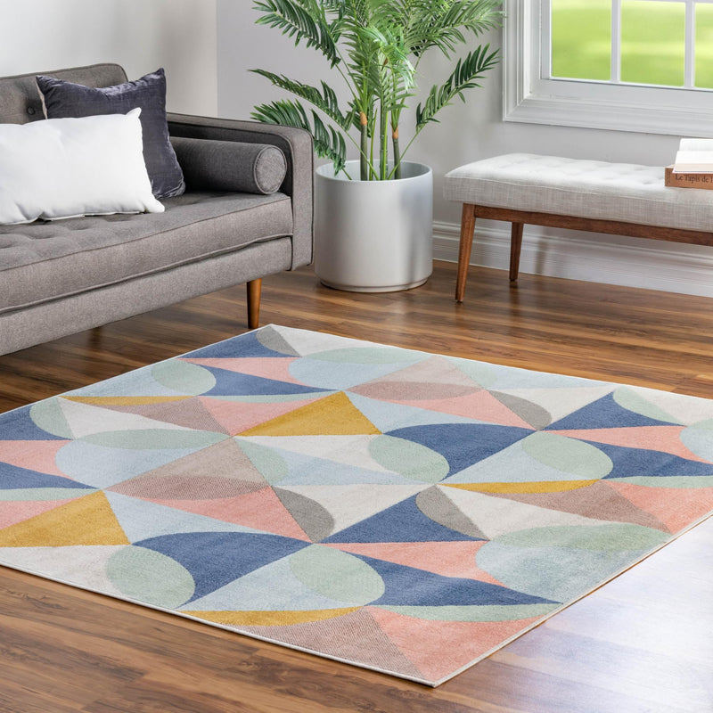Lagoon Oasis Collection Area Rug - Coral Square Multi  lifestyle 86