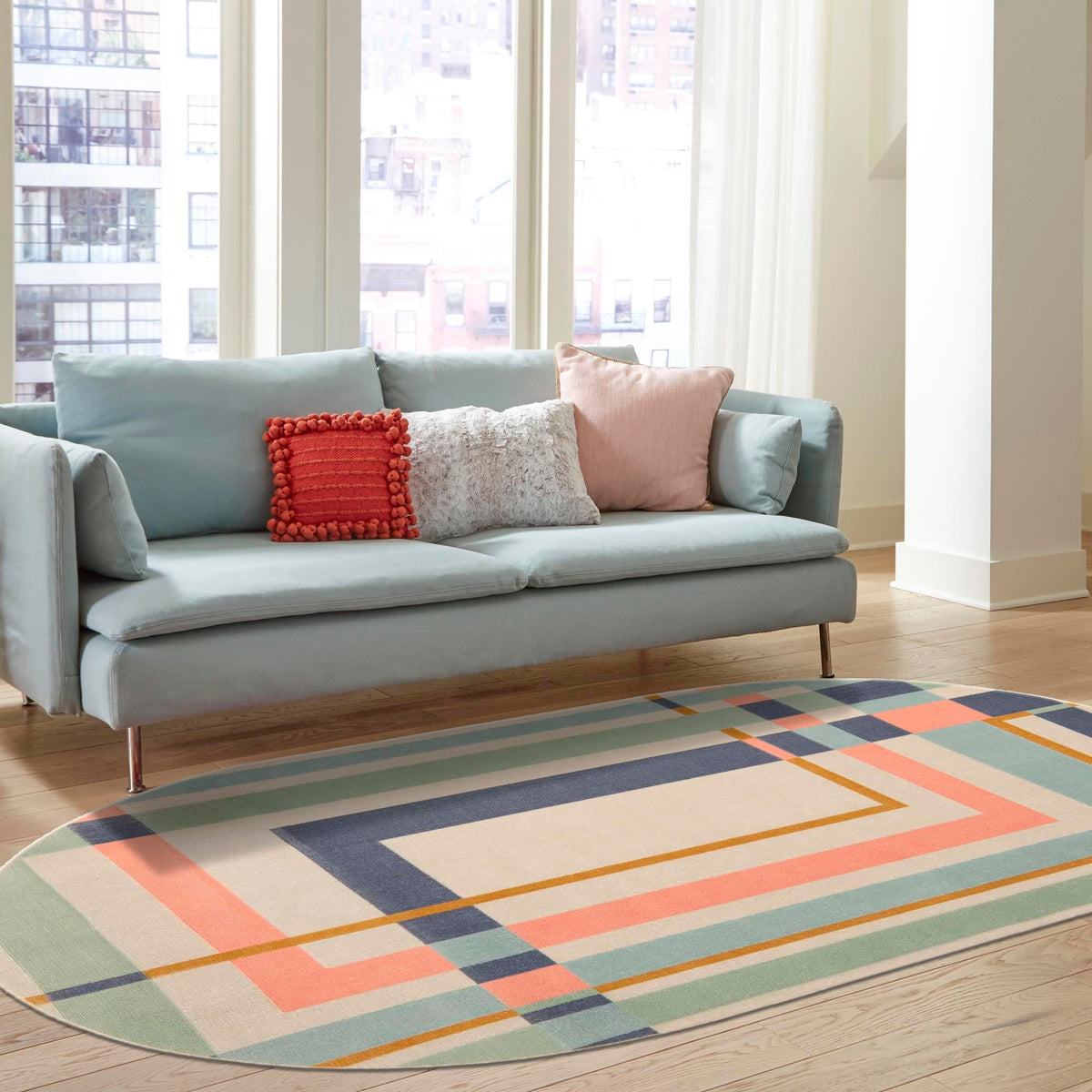Lagoon Oasis Collection Area Rug -  Reef Oval Multi  lifestyle 45