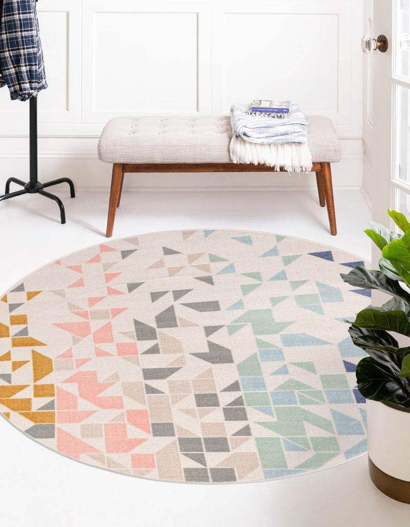 Lagoon Oasis Collection Area Rug -  Tidepool Round Multi  lifestyle 22