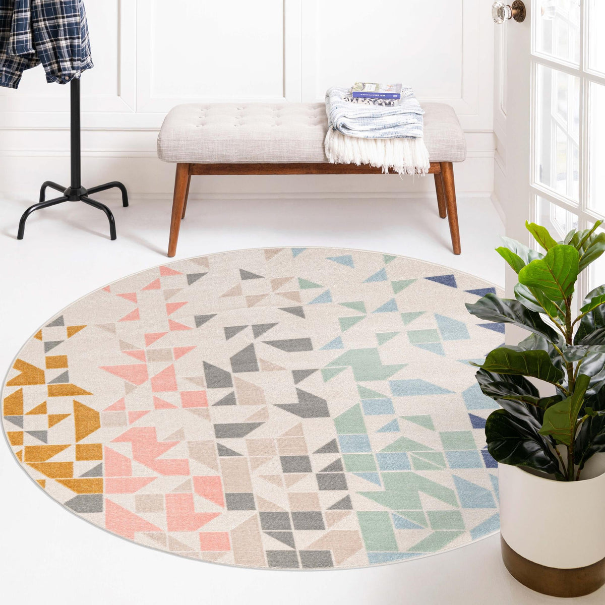 Lagoon Oasis Collection Area Rug -  Tidepool Round Multi  lifestyle 70