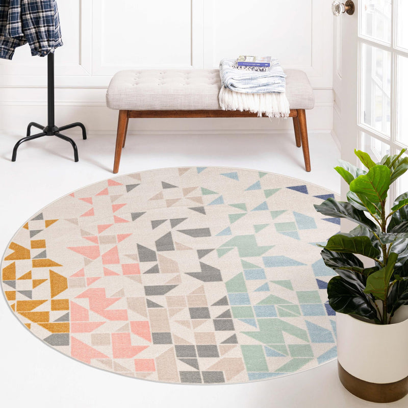 Lagoon Oasis Collection Area Rug -  Tidepool Round Multi  lifestyle 70