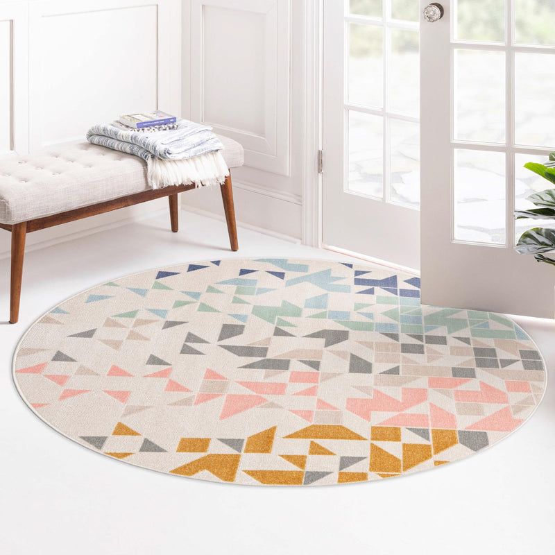 Lagoon Oasis Collection Area Rug -  Tidepool Round Multi  lifestyle 72