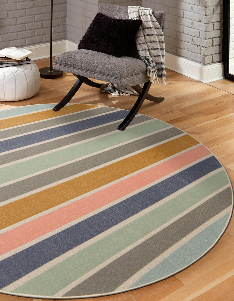 Lagoon Oasis Collection Area Rug -  Pelagic Round Multi  lifestyle 31