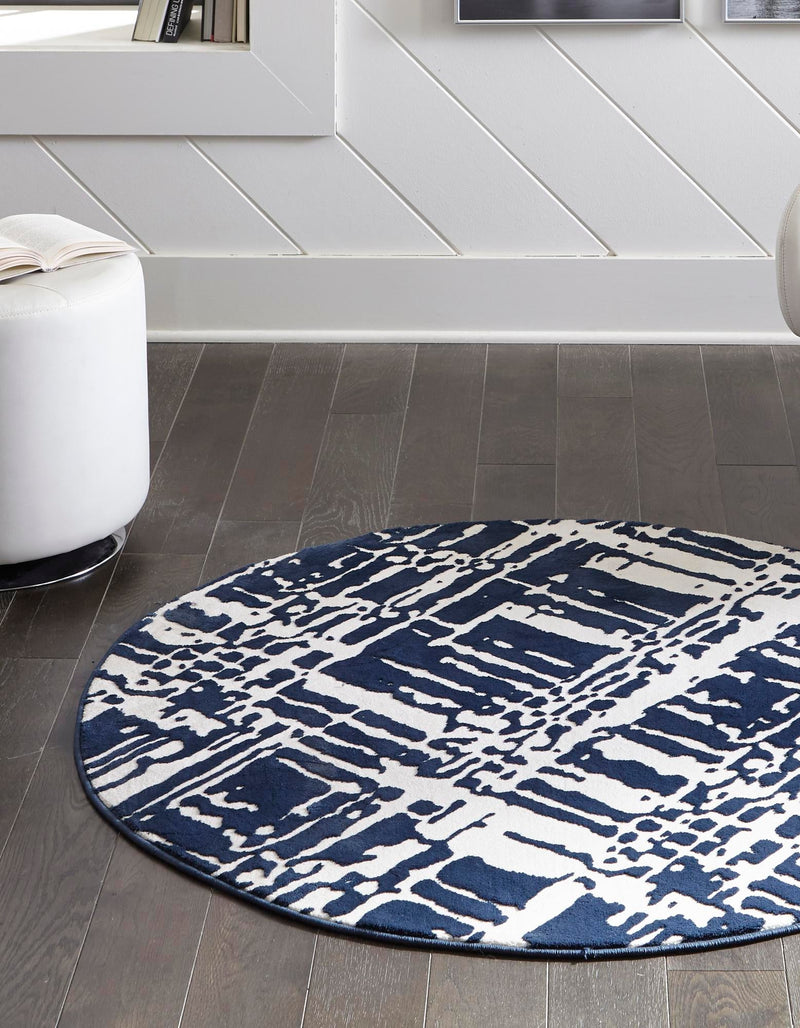 Verona Elegance Collection Area Rug - Bardolino Round Navy Blue  lifestyle 34