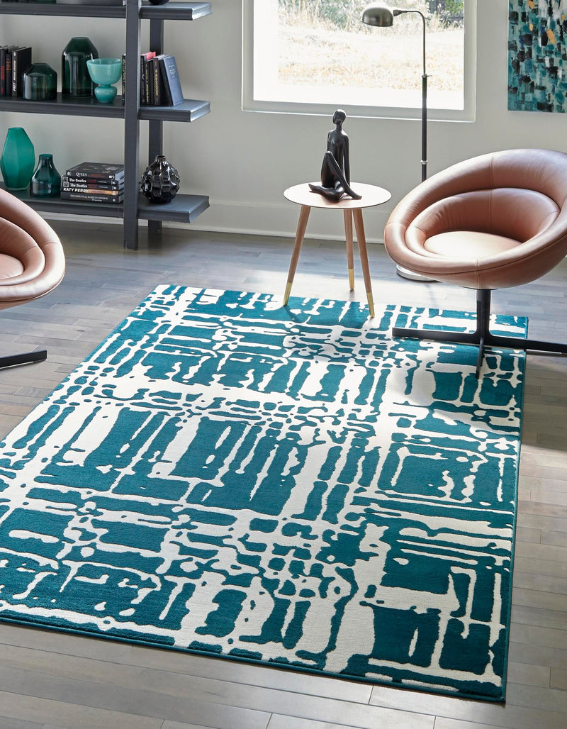 Verona Elegance Collection Area Rug - Bardolino Rectangle Teal  lifestyle 6