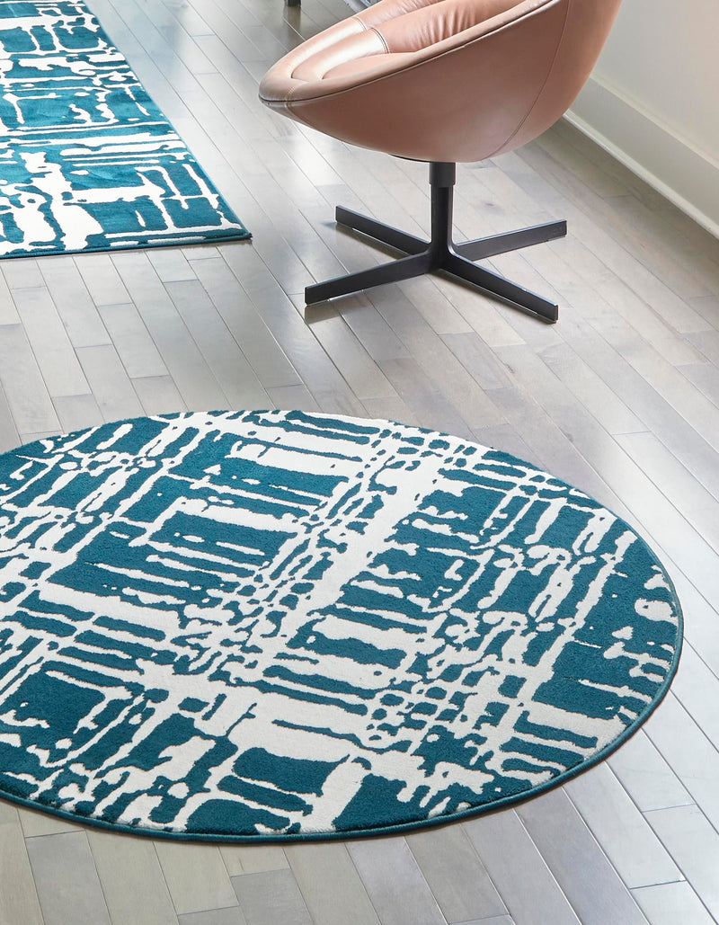 Verona Elegance Collection Area Rug - Bardolino Round Teal  lifestyle 13