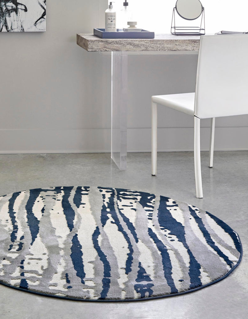 Verona Elegance Collection Area Rug -  Lazise Round Navy Blue  lifestyle 44