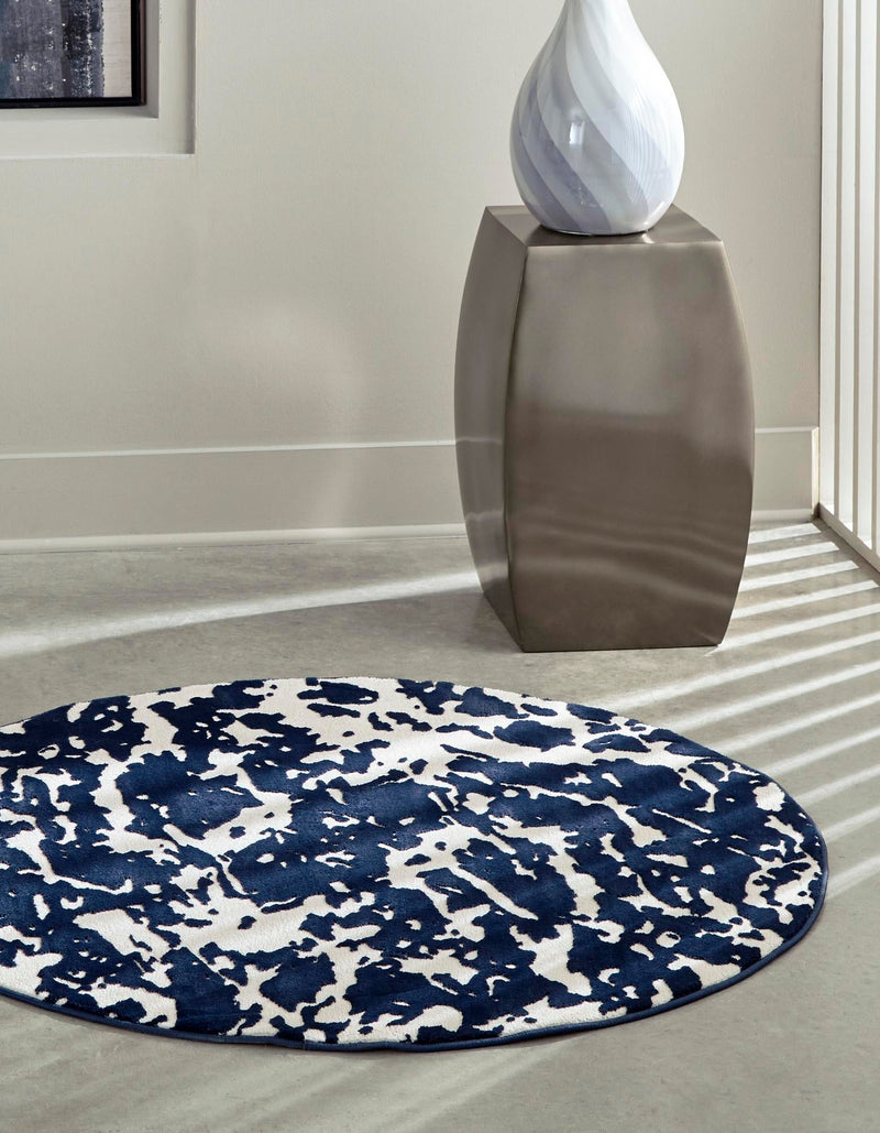 Verona Elegance Collection Area Rug -  Garda Round Navy Blue  lifestyle 41