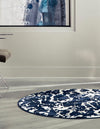 Verona Elegance Collection Area Rug -  Garda Round Navy Blue  lifestyle 47