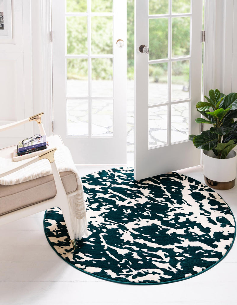 Verona Elegance Collection Area Rug -  Garda Round Teal  lifestyle 43