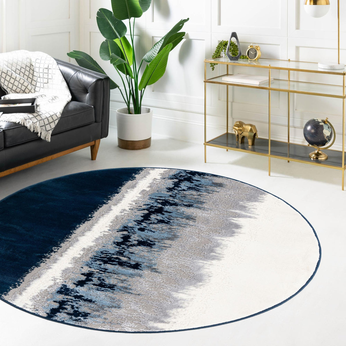 Verona Elegance Collection Area Rug -  Malcesine Round Navy Blue  lifestyle 28