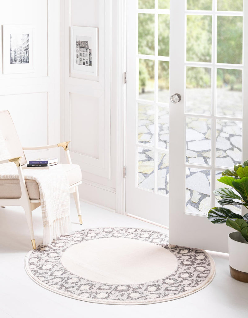 Verona Elegance Collection Area Rug -  Sirmione Round White  lifestyle 32